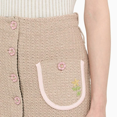 Shop Cormio Chiara Biege Knit Skirt In Beige