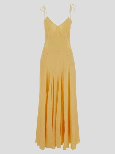 Shop Sportmax Dress In <p> Yellow Dress With Rear Zip Fastening