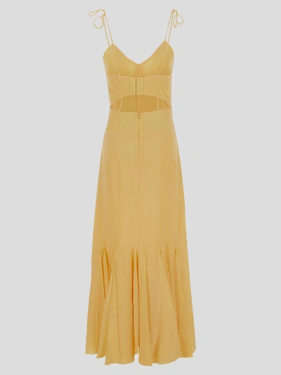 Shop Sportmax Dress In <p> Yellow Dress With Rear Zip Fastening