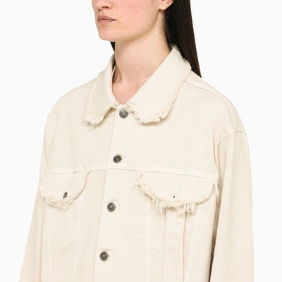 Shop Julfer Ivory Denim Jacket In White