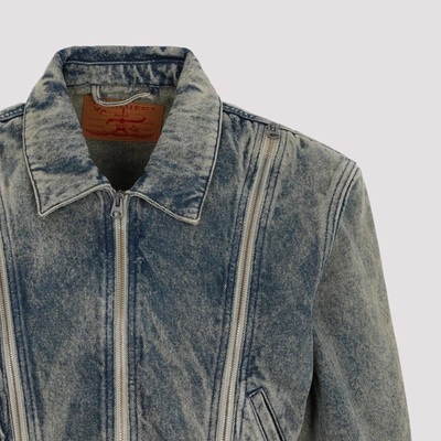 Shop Y/project Tudor Zip Denim Jacket In Nude &amp; Neutrals