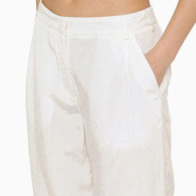 Shop Msgm Trousers With Drawstring At Bottom In White