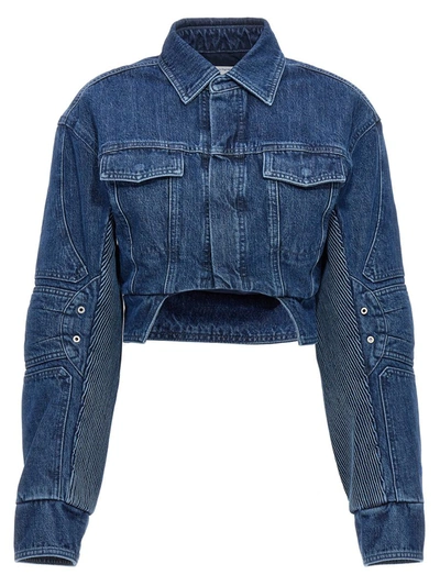 Shop Off-white 'motorcycle' Denim Jacket In Blue