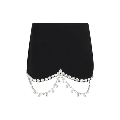 Shop Area Draped Crystal Miniskirt In Black