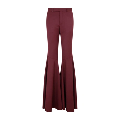 Shop Saint Laurent Flared Wool Pants In Pink &amp; Purple