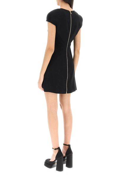 Shop Versace Crepe Mini Dress In Black