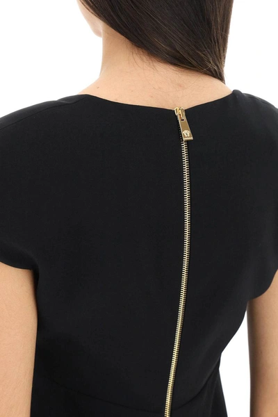 Shop Versace Crepe Mini Dress In Black