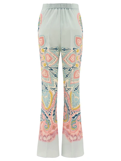 Shop Etro Printed Palazzo Trousers In Blue