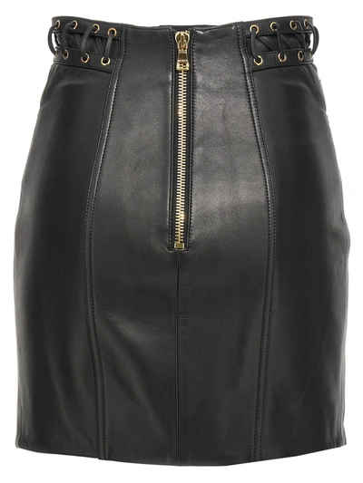 Shop Balmain Lace Up Skirt In Black