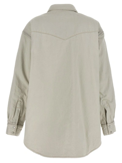 Maison Margiela Padded Overshirt Puffer Jackets White In Gray
