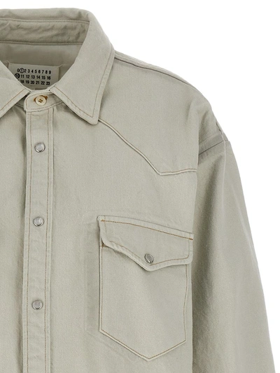Maison Margiela Padded Overshirt Puffer Jackets White In Gray