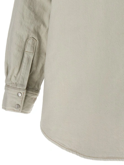 Maison Margiela Padded Overshirt Puffer Jackets White In Gray