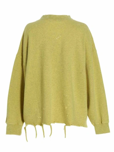 Shop Palm Angels 'gd Ripped Pa Bear' Sweatshirt In Yellow