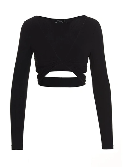 Shop Atlein Crossed Cropped Top In Black