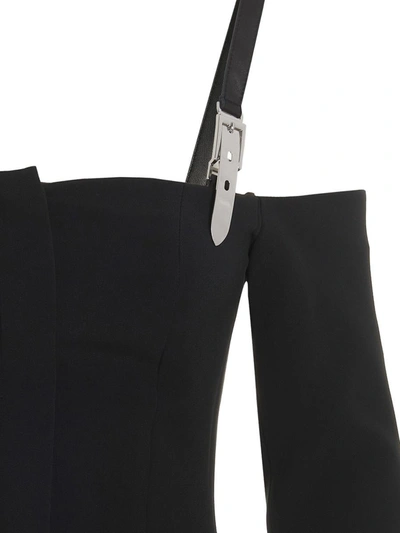 Shop David Koma 'belt Buckle Detail' Dress In Black