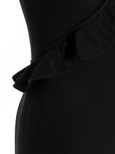 Shop David Koma 'crossbody & Open Leg Ruffle Detail' Dress In Black