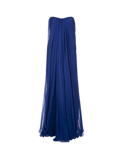Shop Alexander Mcqueen Ultramarine Bustier Evening Dress In Blue
