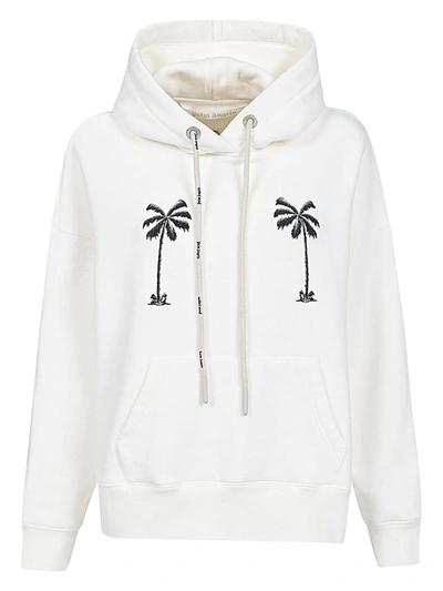 Shop Palm Angels X Tessabit Palm Cotton Hoodie In White