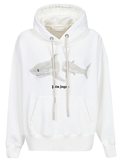 Shop Palm Angels X Tessabit Shark Cotton Hoodie In White