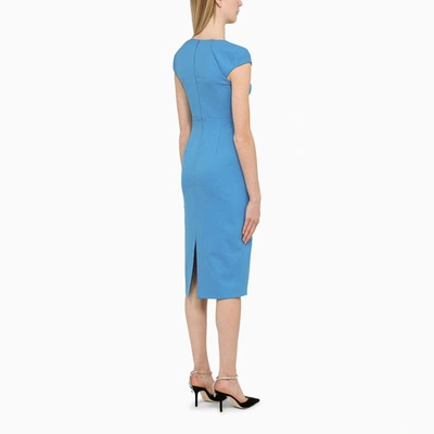 Shop Roland Mouret Light Wool-blend Dress In Blue