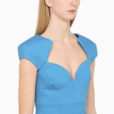 Shop Roland Mouret Light Wool-blend Dress In Blue