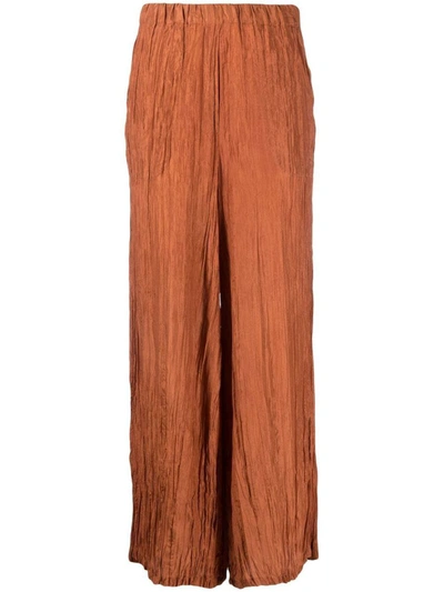 Shop Alysi Wide Leg Silk Trousers In Orange