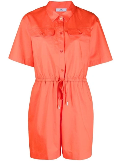 Shop Paul Smith Cotton Playsuit In Orange