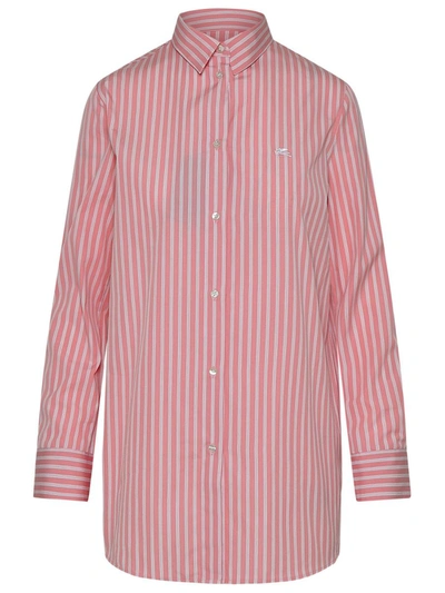 Shop Etro Pink Striped Cotton Shirt