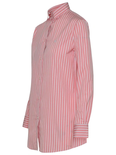 Shop Etro Pink Striped Cotton Shirt