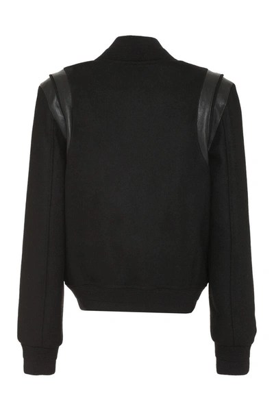 Shop Saint Laurent Wool Bomber Jacket In Black