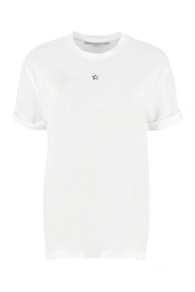 Shop Stella Mccartney Embroidered Star Detail Cotton T-shirt In White