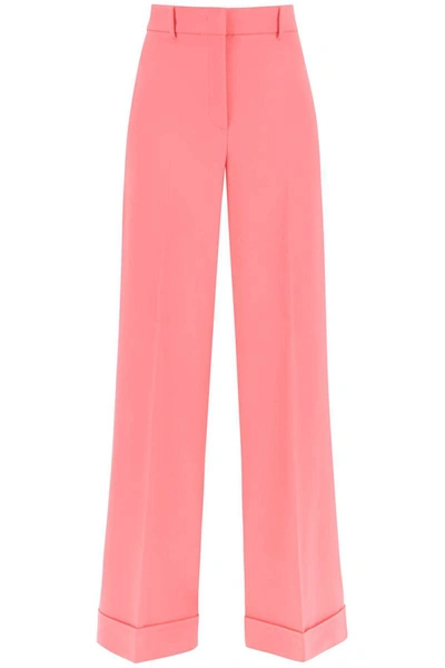 Shop Moschino Cuffed Palazzo Trousers In Cady In Pink