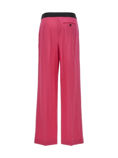 Msgm Trousers With Front Pleats And Elastic Waistband In Fuchsia