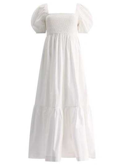 Shop Ganni Poplin Dress In White
