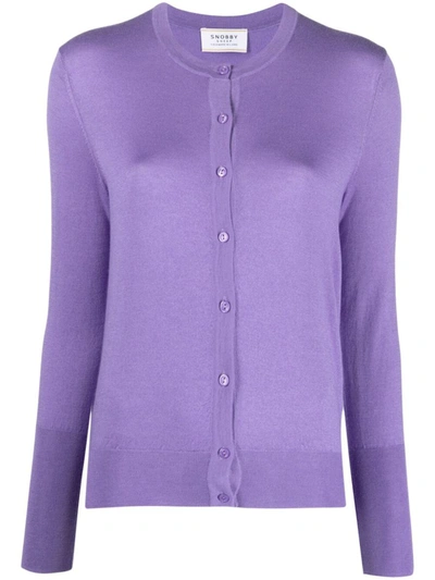 Shop Snobby Sheep Cashmere Blend Crewneck Cardigan In Lilac