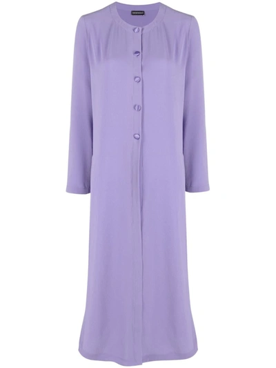 Shop Emporio Armani Single-breasted Long Coat In Purple