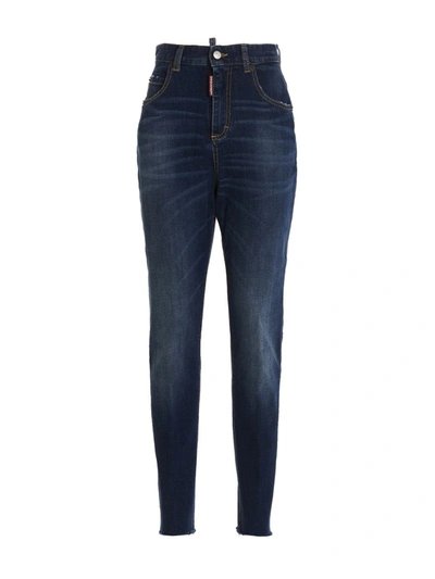 Shop Dsquared2 'high Waist Twiggy' Jeans In Blue