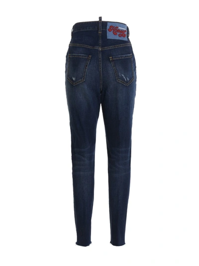 Shop Dsquared2 'high Waist Twiggy' Jeans In Blue