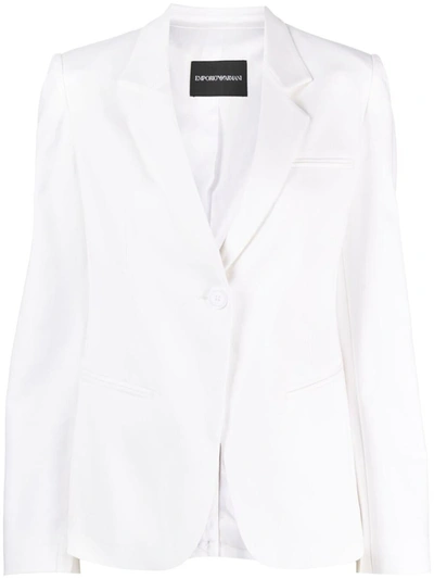 Shop Emporio Armani Cotton Single-breasted Jacket In White