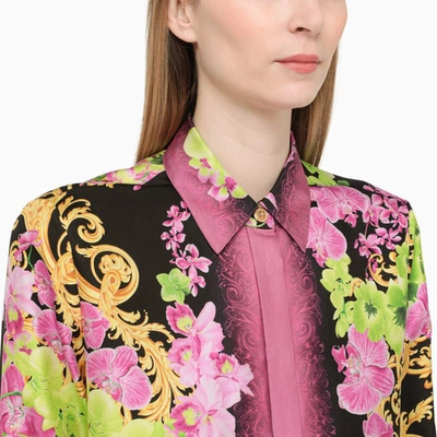 Shop Versace Medusa Orchid Black Printed Shirt In Multicolor