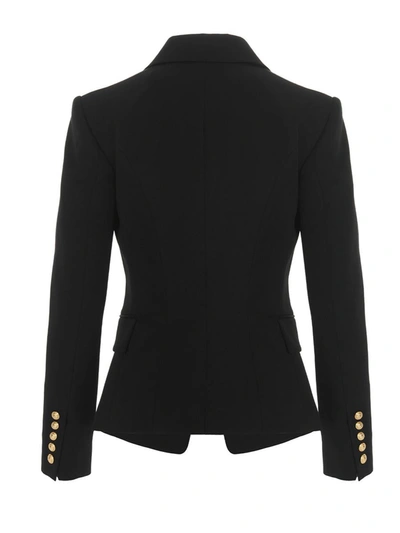 Shop Balmain Wool Single Breast Blazer Jacket In Black