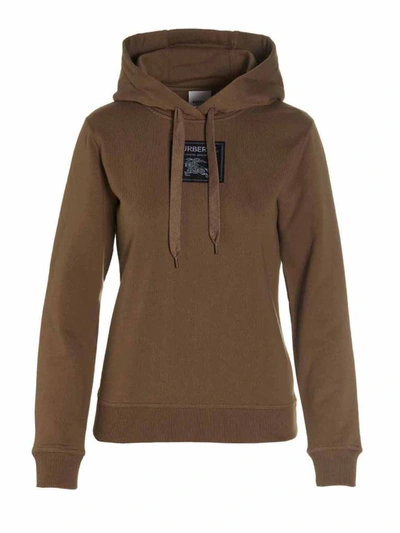 Shop Burberry Logo Patch Hoodie In Brown