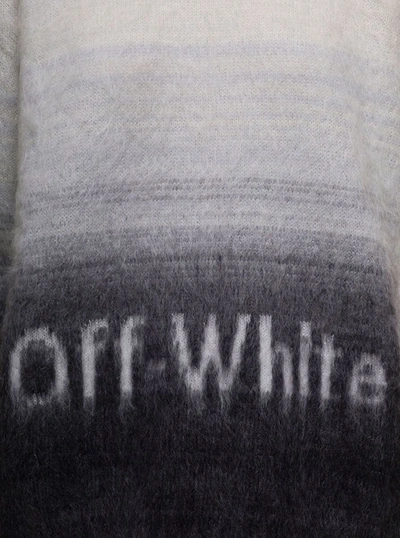 Shop Off-white Mohair Helvetica Logo Crrwneck In Grey