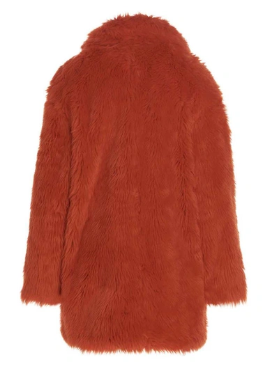 Shop Msgm Single Breast Eco Fur Jacket In Red