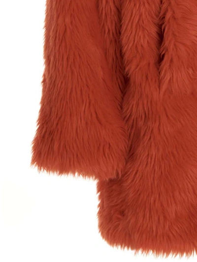 Shop Msgm Single Breast Eco Fur Jacket In Red
