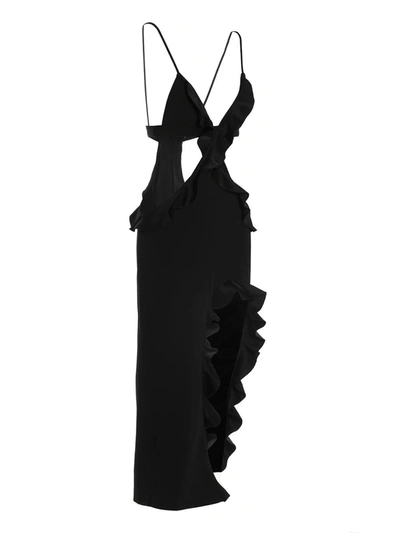 Shop David Koma 'crossbody & Open Leg Ruffle' Dress In Black