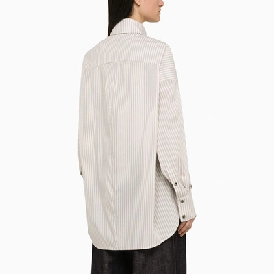 Shop The Mannei Beige/white Oversize Shirt