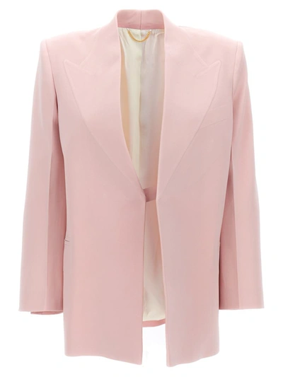 Victoria Beckham Tailored Blazer Jacket Padded Shoulders In Pink