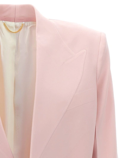 Victoria Beckham Tailored Blazer Jacket Padded Shoulders In Pink