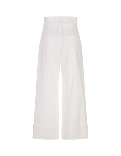 Max Mara Albore Stretch Cotton Crop Flare Trousers In White